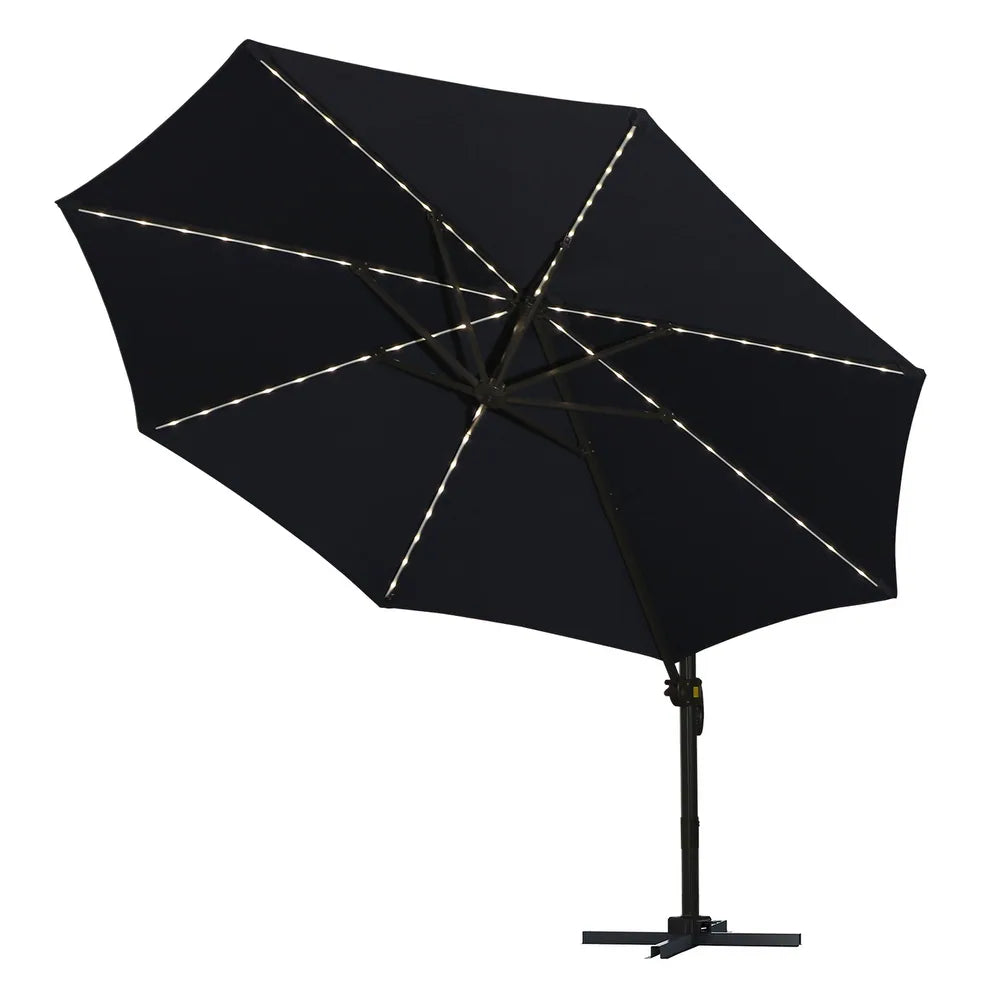 Casainc 11 Feet Solar Powered Push-Button Tilt Patio Umbrella in without Base - Blue - $260