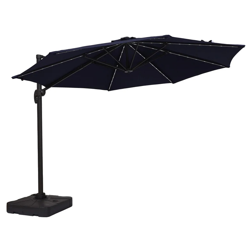 Casainc 11 Feet Solar Powered Push-Button Tilt Patio Umbrella in without Base - Blue - $260
