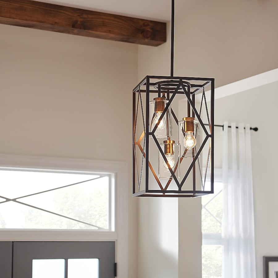 Kichler Solander 3-Light Olde Bronze Geometric Medium Hanging Pendant Light - $120