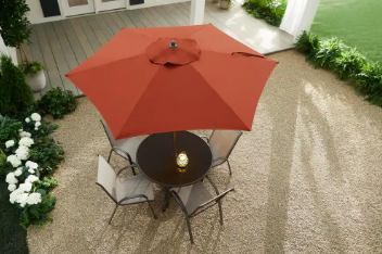 StyleWell 7.5 ft. Steel Market Outdoor Patio Umbrella in Chili Red - $35