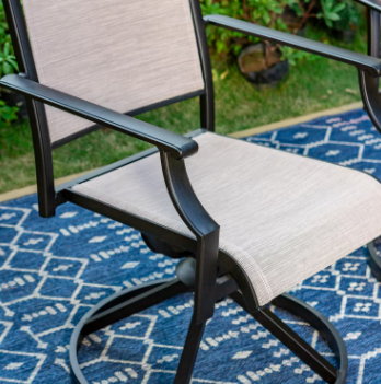 Black Aluminum Classic Pattern Swivel Rockers Sling Outdoor Dining Chair (2-Pack) - $280