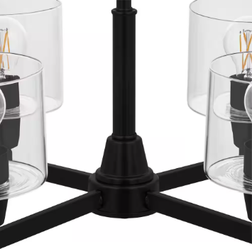 Hampton Bay Oron 4-Light Black Reversible Chandelier with Clear Glass Shades - $80