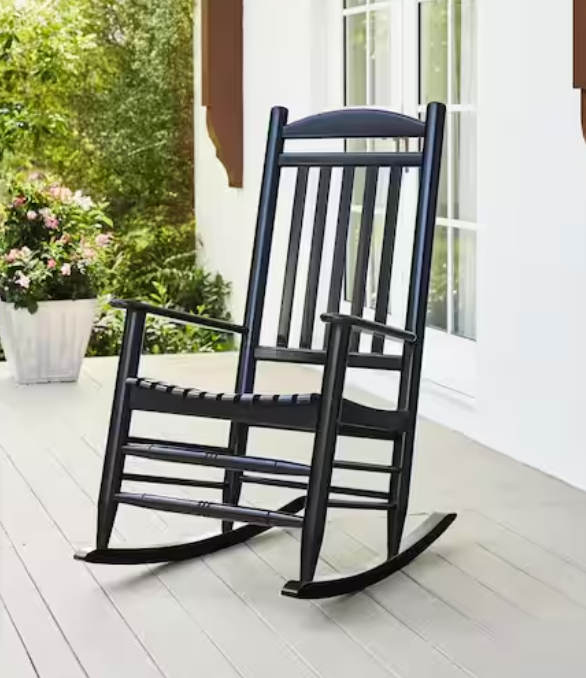 Hampton Bay Patio Black Wood Outdoor Rocking Chair - $100