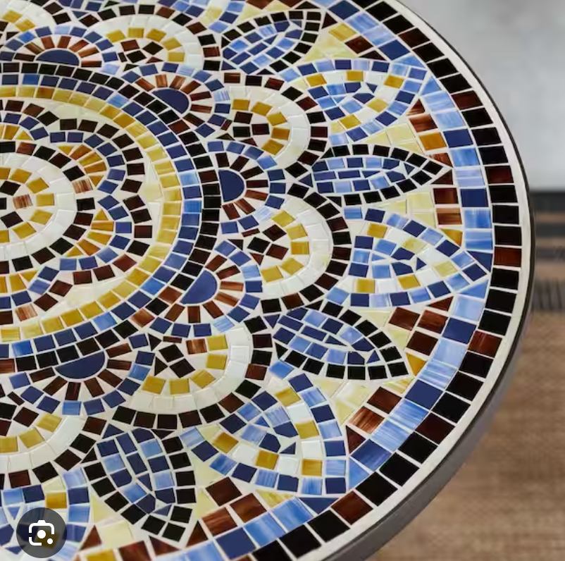 StyleWell Mix and Match 28 in. Metal and Glass Mosaic Patio Bistro Tab