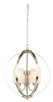 Findlay 3-Light Brushed Nickel Chandelier with Etched White Glass Shades - $100