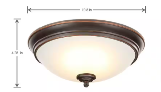Hampton Bay Clifton 11 in. Oil Rubbed Bronze Selectable LED Flush Mount - $20