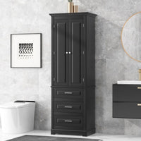 ZNTS Tall Storage Cabinet with Three Drawers for Bathroom/Office, Black WF299282AAB - $155