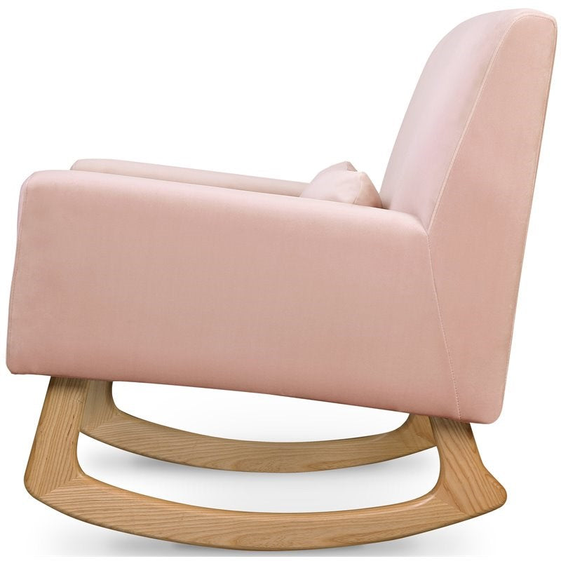 Nursery Works Sleepytime Velvet Baby Rocker in Blush and Walnut - $300
