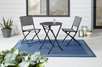 StyleWell Black and White 3-Piece Steel Wicker Outdoor Bistro Folding Set - $85