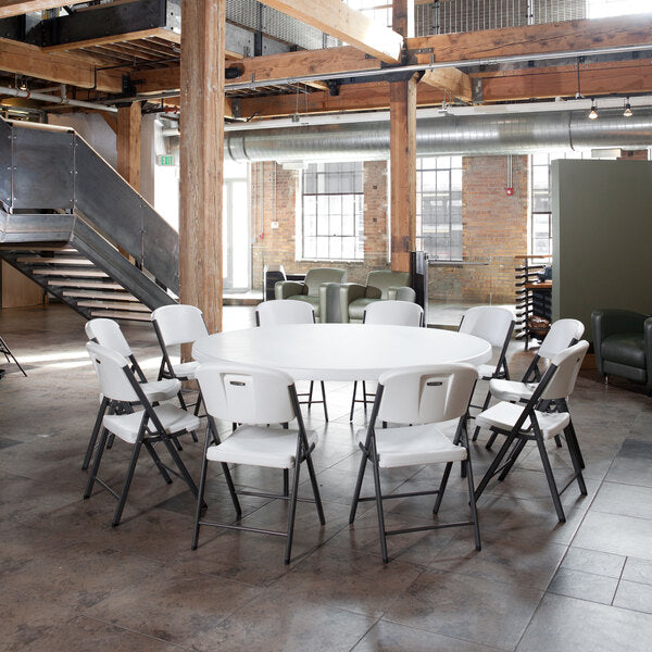 Lifetime 22673 72" Round White Granite Plastic Folding Table - $145