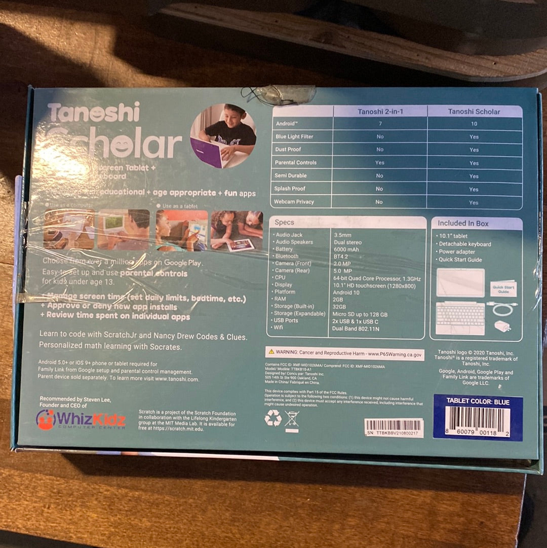 Tanoshi Scholar Kids Computer Laptop for Ages 6-12, 10.1" HD Touchscreen Display - $180