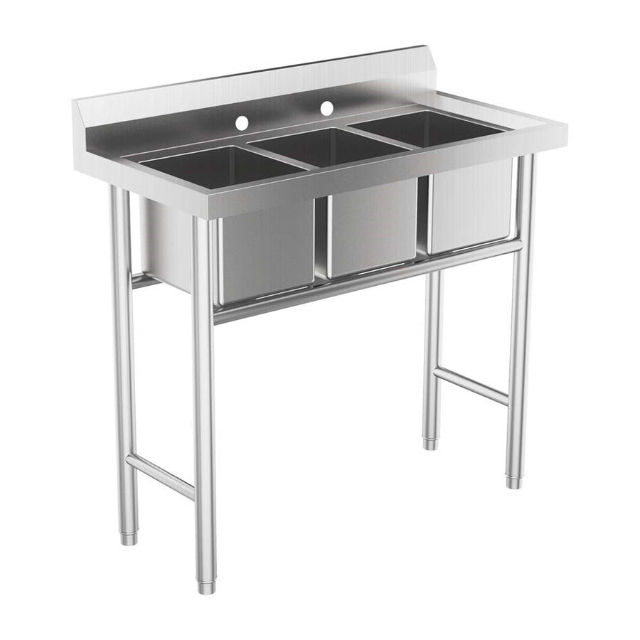 Vingli 39in Commercial 304 Stainless Steel Restaurant Sink 3-Compartment - $180