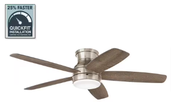 Ashby Park 52 in. White Color Changing Integrated LED Brushed Nickel Ceiling Fan - $90