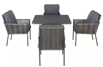 Tolston Stationary Wicker Outdoor Dining Chairs, Charcoal Cushions (4-Pack) - $175