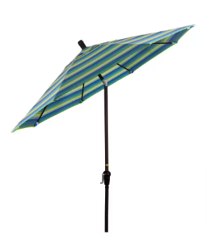 California Umbrella 9 ft. Bronze Patio Umbrella in Seville Seaside Sunbrella - $180
