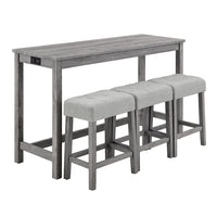 Bountiful 4-Piece Dining Set with Power Outlet Table and Tufted Linen Chairs, Grey - $145