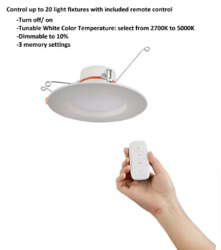 Commercial Electric 5/6 in. White Dimmable LED Recessed Trim (4-Pack) - $60