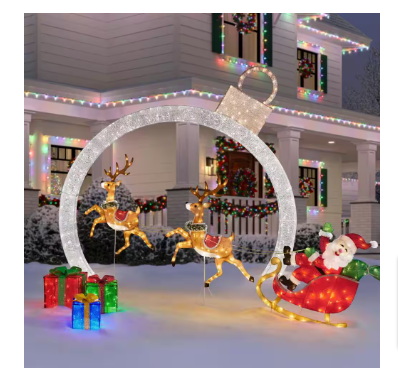 Home Accents Holiday 9 ft. Warm White-Cool White Ornament Arch Decoration -$250