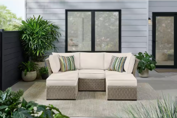 StyleWell Salisbury 5-Piece Outdoor Sectional with Natural Frame Finish - $540