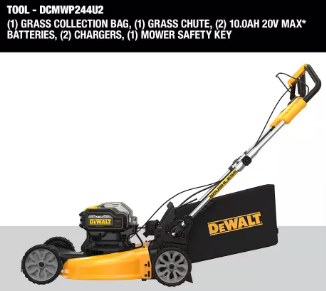 DEWALT 20V MAX 21.5 in. Battery Powered Walk Behind Self Propelled Lawn Mower - $490
