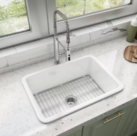 White Fireclay 27 in. Single Bowl Undermount/Drop-In Kitchen Sink(No Bottom Grid) - $170