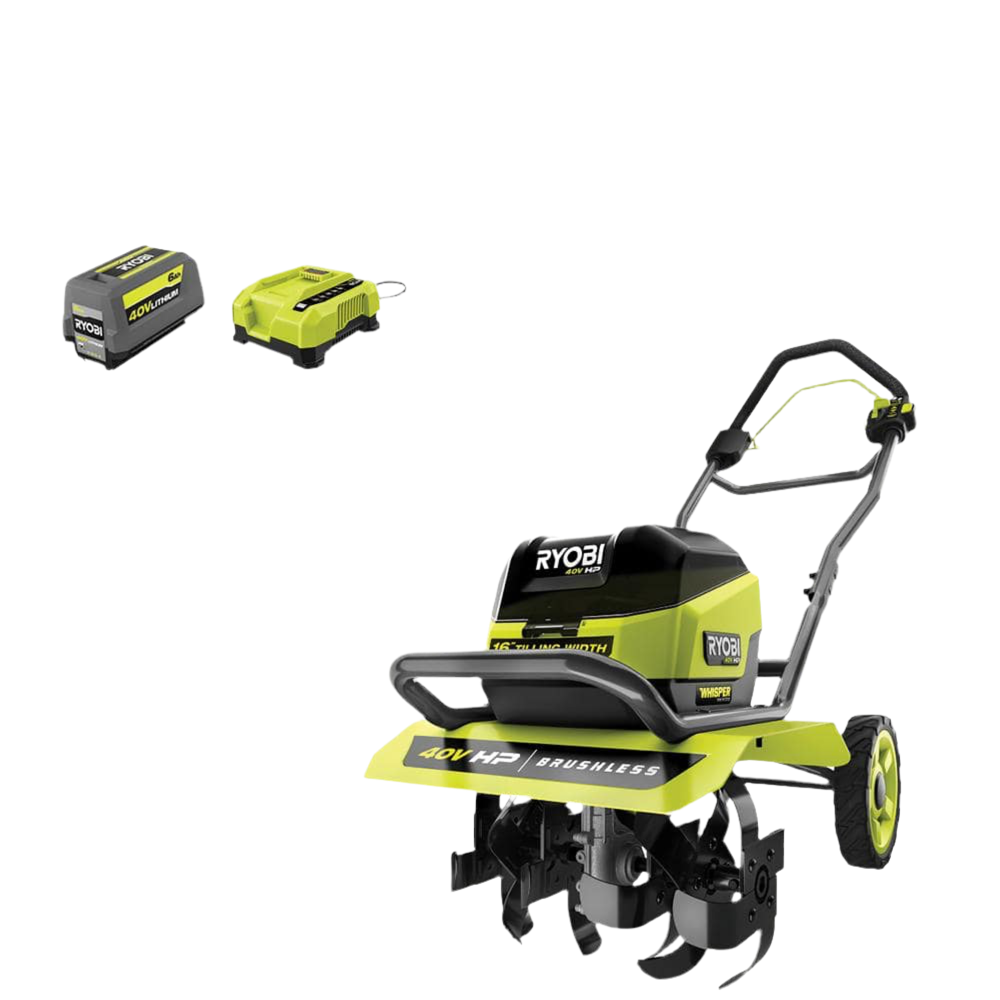 RYOBI 40V HP Brushless 16 in. Front Tine Tiller with Adjustable Tilling Width - $360