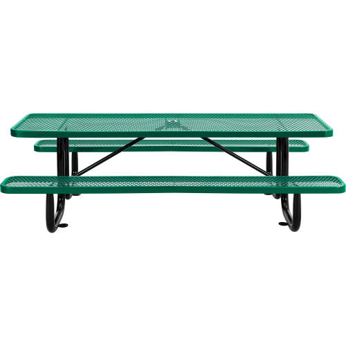 Global Industrial™ 8' Rectangular Picnic Table, Expanded Metal, Green-$555