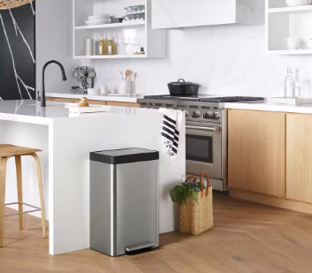 KOHLER 13-Gallon Stainless Steel Step Trash Can with Fingerprint-Resistant Finish - $85