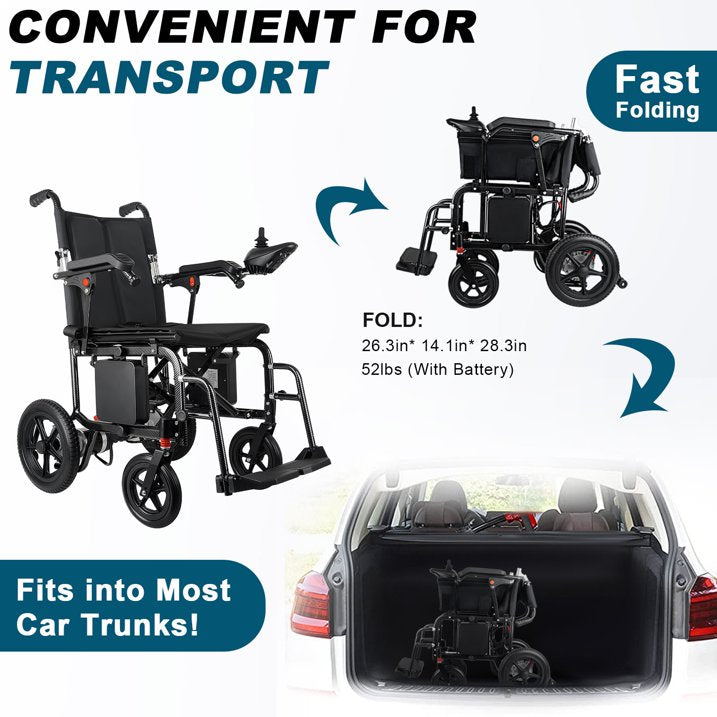 Ontrip Electric Wheelchair for Adult Weight 48Lbs Dual Lithium Battery Black - $400