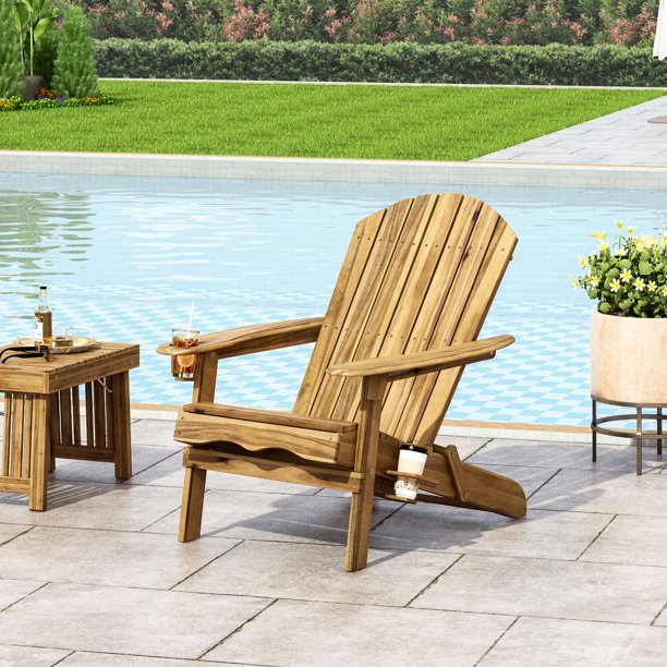 Noble House Lissette Natural Foldable Wood Adirondack Chair - $65