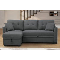 Hybition Modern linen Sofa Convertible L-Shaped Sofa Pull Out Sleeper Sofa Bed - $285