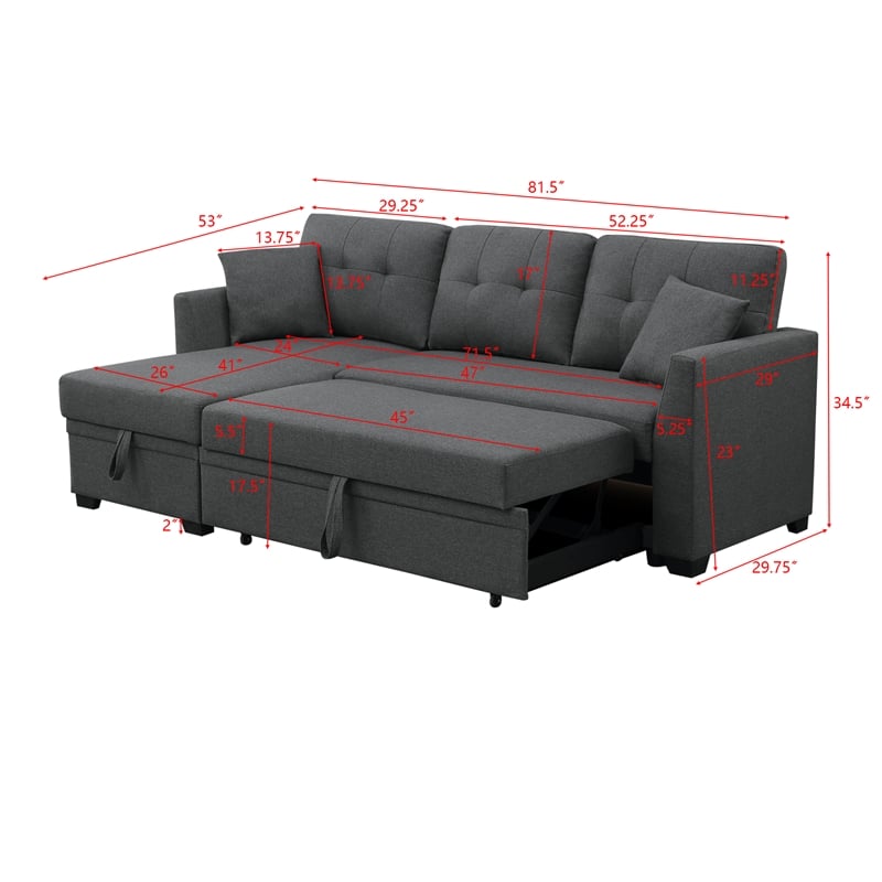 Hybition Modern linen Sofa Convertible L-Shaped Sofa Pull Out Sleeper Sofa Bed - $285