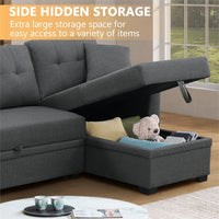 Hybition Modern linen Sofa Convertible L-Shaped Sofa Pull Out Sleeper Sofa Bed - $285