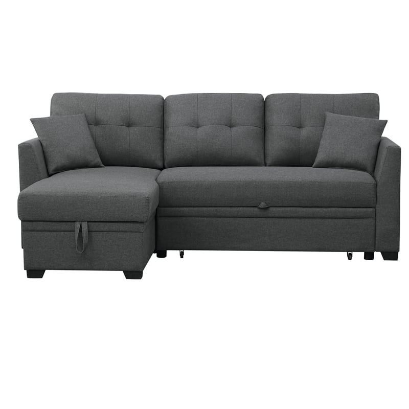 Hybition Modern linen Sofa Convertible L-Shaped Sofa Pull Out Sleeper Sofa Bed - $285