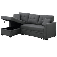 Hybition Modern linen Sofa Convertible L-Shaped Sofa Pull Out Sleeper Sofa Bed - $285