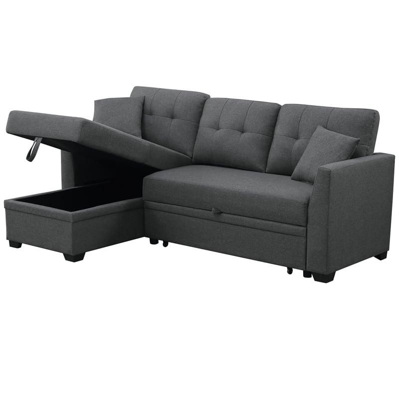 Hybition Modern linen Sofa Convertible L-Shaped Sofa Pull Out Sleeper Sofa Bed - $285