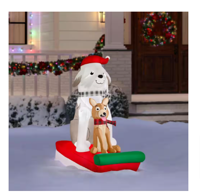 Home Accents Holiday 5 ft. LED 2 Dogs in Sleigh Inflatable - $50
