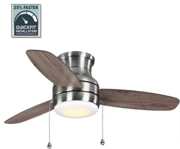 Ashby Park 44 in. White Color Changing Integrated LED Brushed Nickel Ceiling Fan - $70