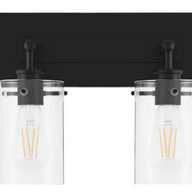 Regan 12.75 in. 2-Light Matte Black Bathroom Vanity Light with Clear Glass Shades - $40