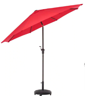 Hampton Bay 9 ft. Aluminum Market Crank and Tilt Patio Umbrella in Ruby - $55