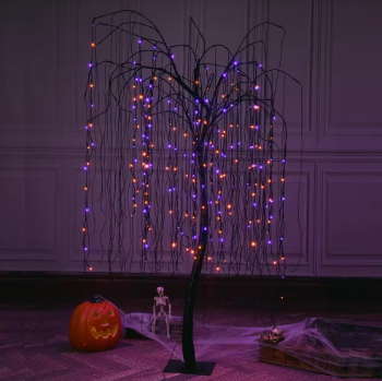 Lightshare 7 ft. Purple Pre-Lit LED Halloween Artificial Christmas Tree with Spiders - $90