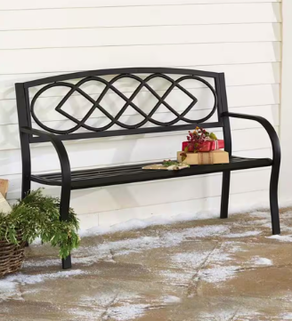 Evergreen 50 in. Celtic Knot Metal Outdoor Garden Bench - $85