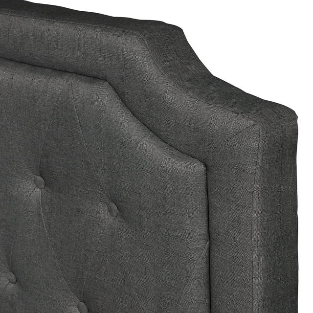 Abrihome Upholstered Wood Frame Twin Size Scalloped Linen Platform Bed, Gray - $125