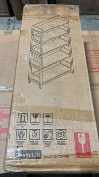 Aquzee Bookshelf, 5 Tiers Industrial Bookcase Wood & Metal, 66" H x 31" W x 12" - $90