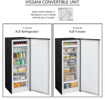 Vissani 7 cu. ft. Convertible Upright Freezer/Refrigerator (Slightly Dented) - $200