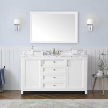 Sandon 46.00 in. W x 30.00 in. H Framed Rectangular Bathroom Vanity Mirror in White - $200