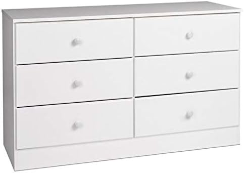 Prepac Astrid 6 Drawer Double Dresser For Bedroom, White - $115