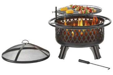 Hampton Bay Piedmont 30 in. Steel Fire Pit in Black - $90