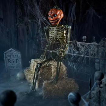 Home Accents Holiday 6 ft. Rotten Patch LED Poseable Pumpkin Skeleton - $65