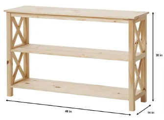 StyleWell Rectangle Unfinished Natural Pine Wood X-Cross Console Table - $75